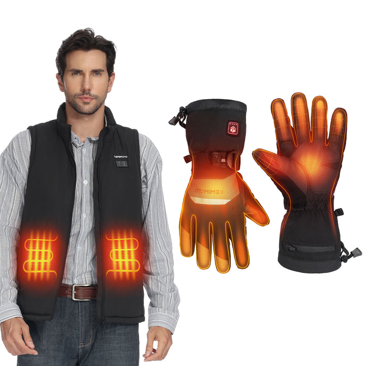 Classic Heated Vest & Heated Gloves with Magnetic Flap