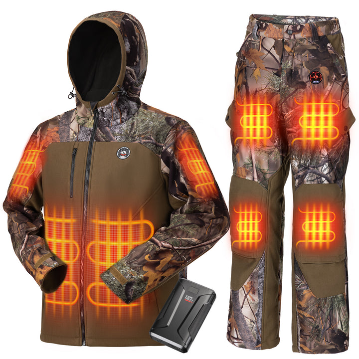 Hooded Heated Jackets & Heated Pants for Hunting Hiking Camping