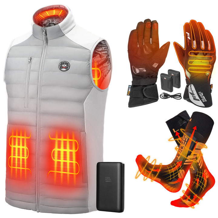 Thermal-Reflective Heated Vest & Heated Gloves & Heated Socks