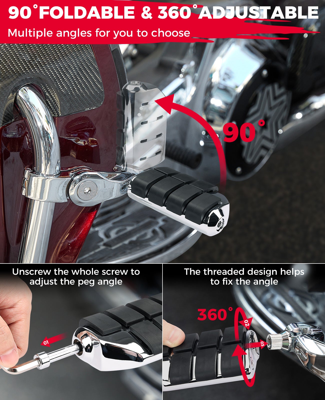 Motorcycle Highway Pegs, Foot Pegs for Sportster Softail Dyna