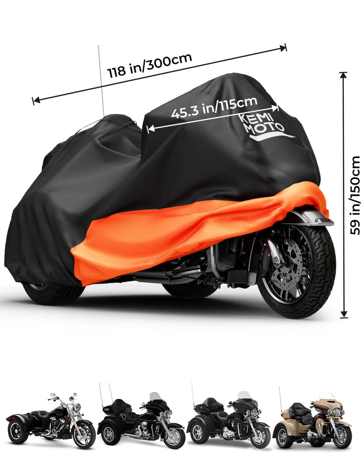 Upgraded Motorcycle Trike Cover 3 Wheel Waterproof Cover for Trike Models