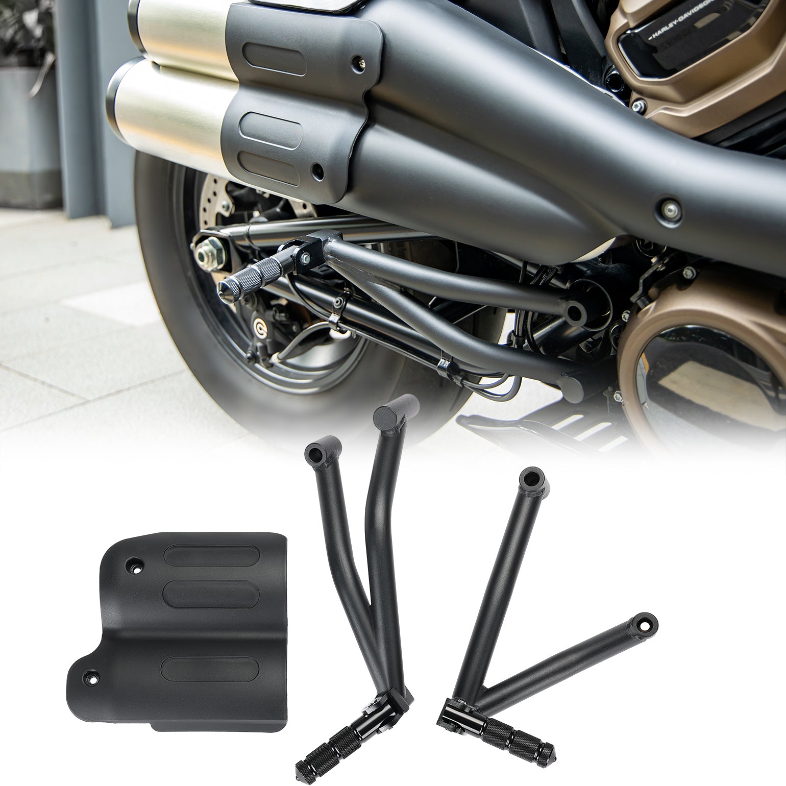 Passenger Footpeg Mount Kit Black Fit Sportster S 1250