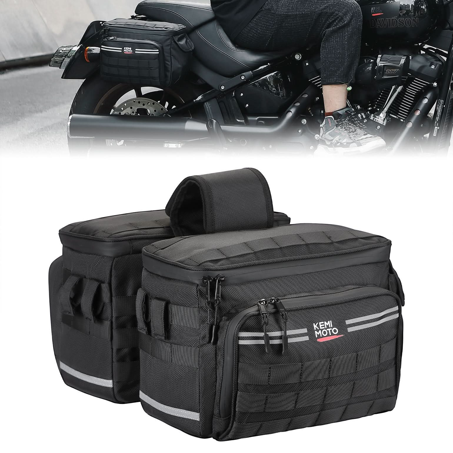 Motorcycle SaddleBags 15L with Brackets for Softail Dyna Sportster Cruiser