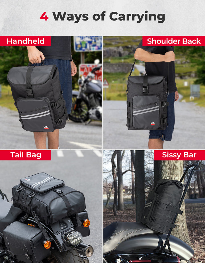 Motorcycle Sissy Bar Bag 30L Motorcycle Tail Travel Luggage Bag