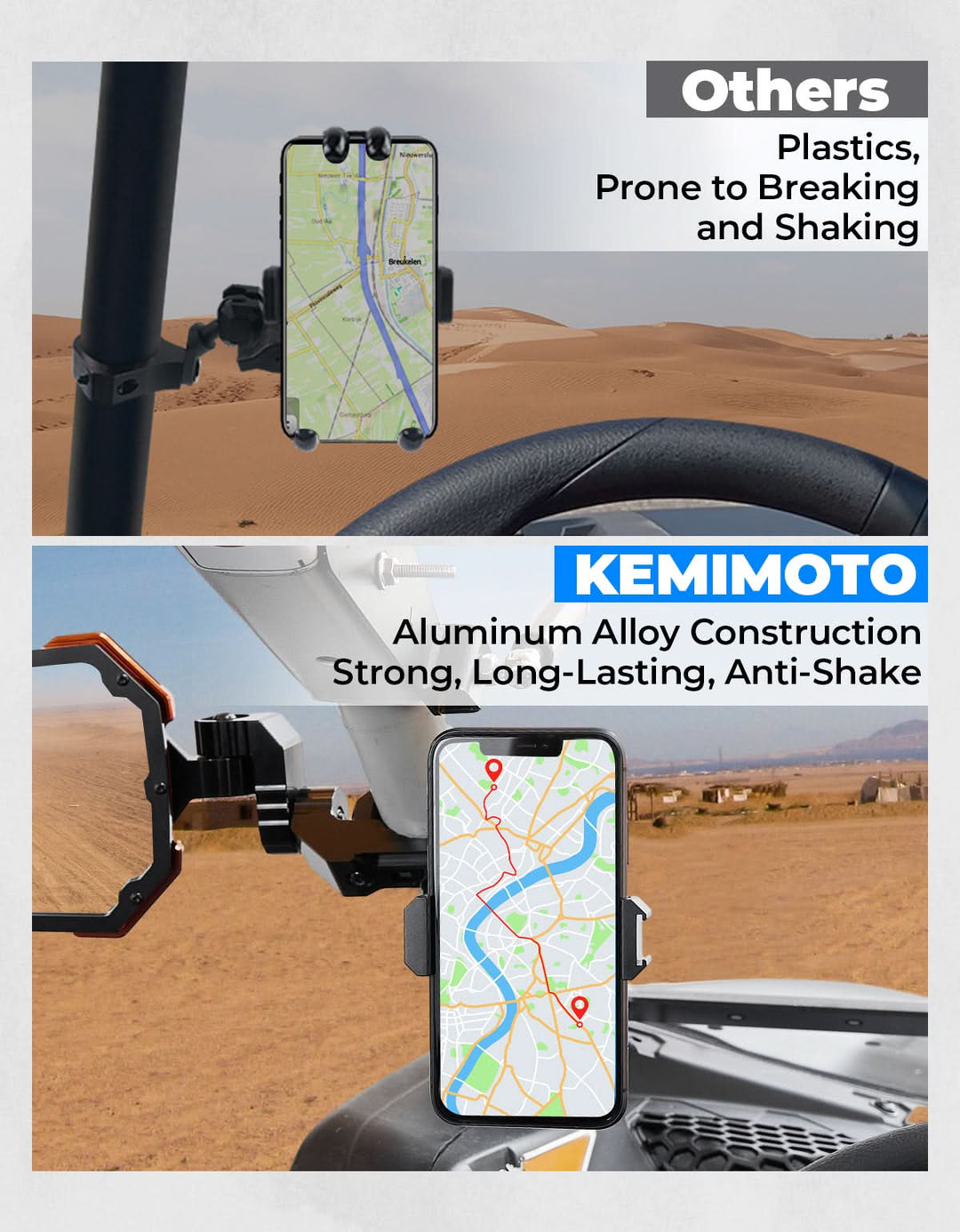 Kemimoto Custom-Built UTV Phone Mount for Mirror X1/X1PRO