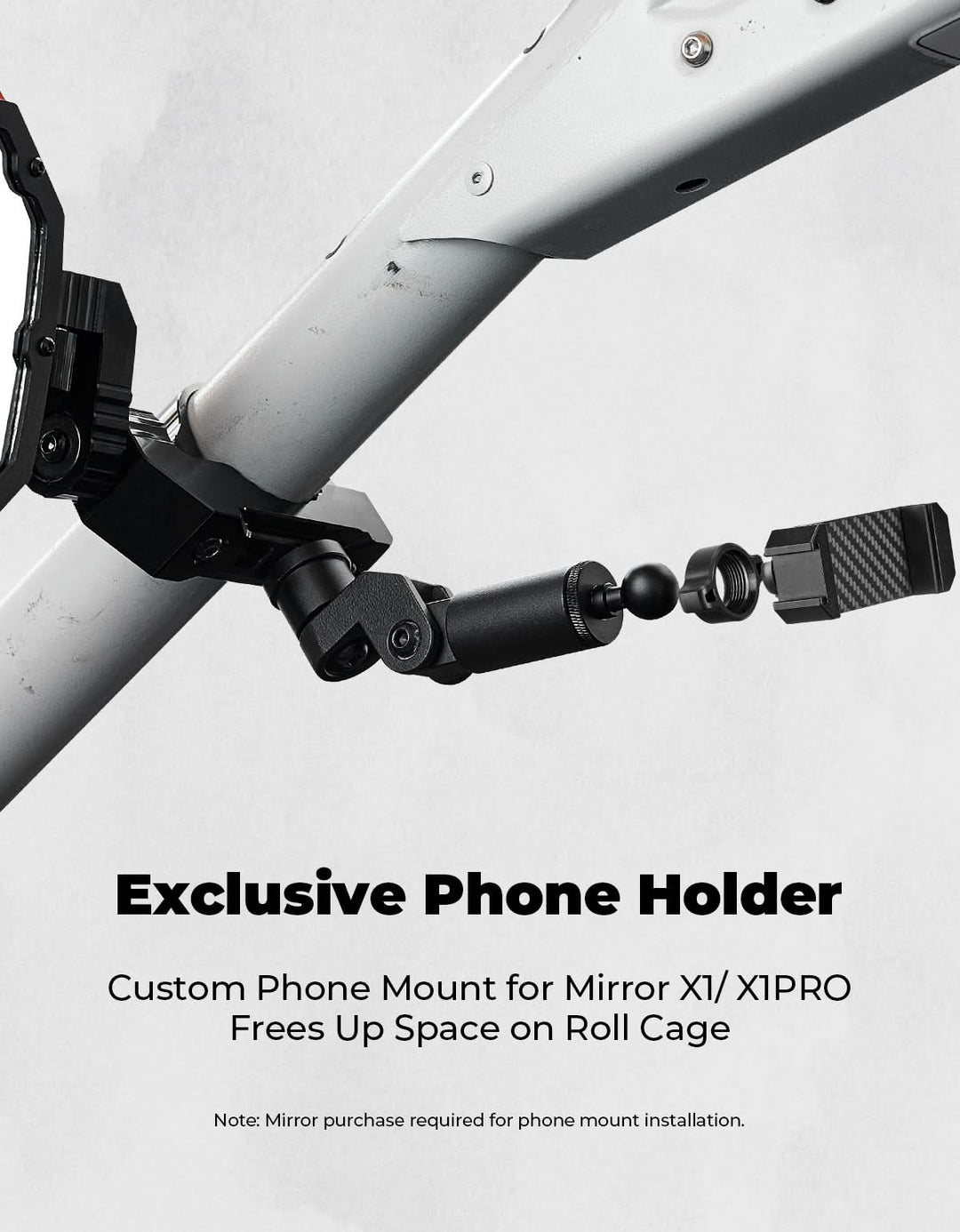 Kemimoto Custom-Built UTV Phone Mount for Mirror X1/X1PRO