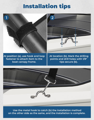 Detachable Mesh Sidewalls for 3 Bow Bimini Tops