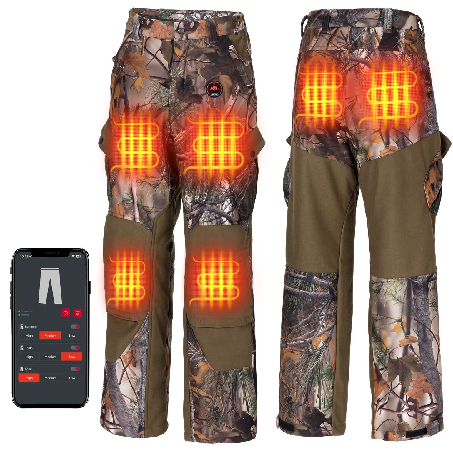 Heated Pants Padded Knees Design for Hunting Hiking Camping