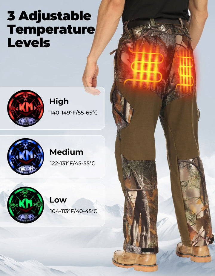 Heated Pants Padded Knees Design for Hunting Hiking Camping