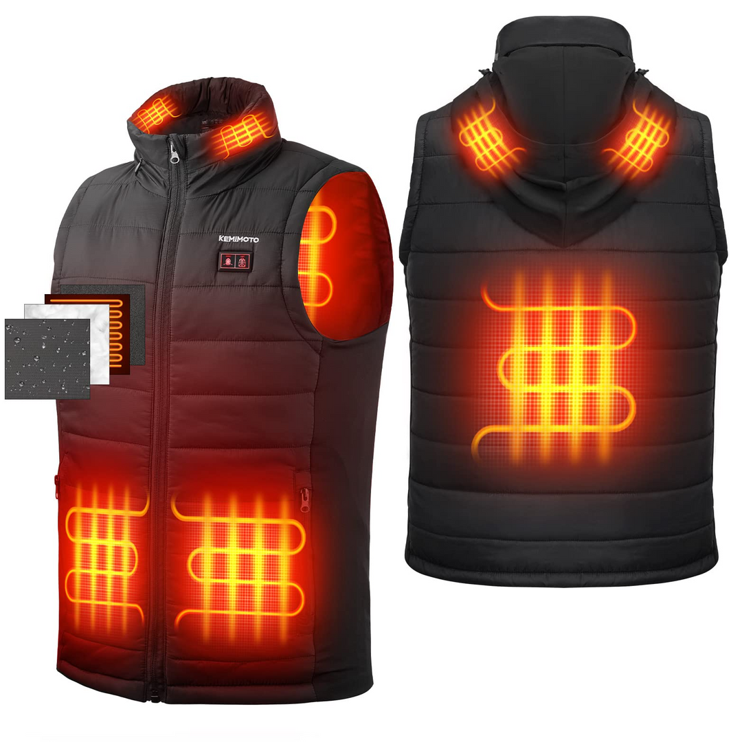 Hooded Heated Vest & 2500mAh Heated Gloves - Kemimoto