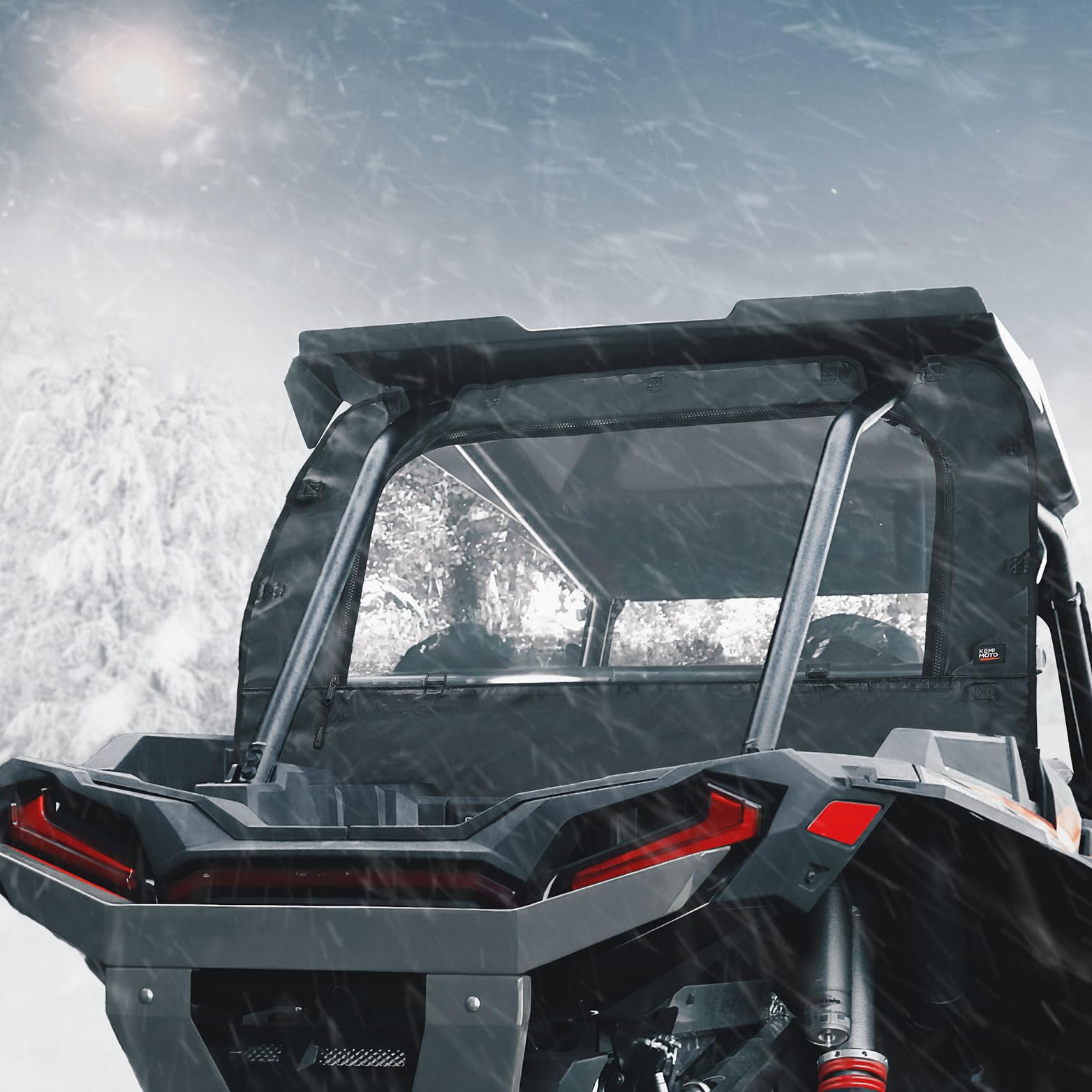 Clear Full Rear Windshield Compatible with Polaris RZR XP - Kemimoto