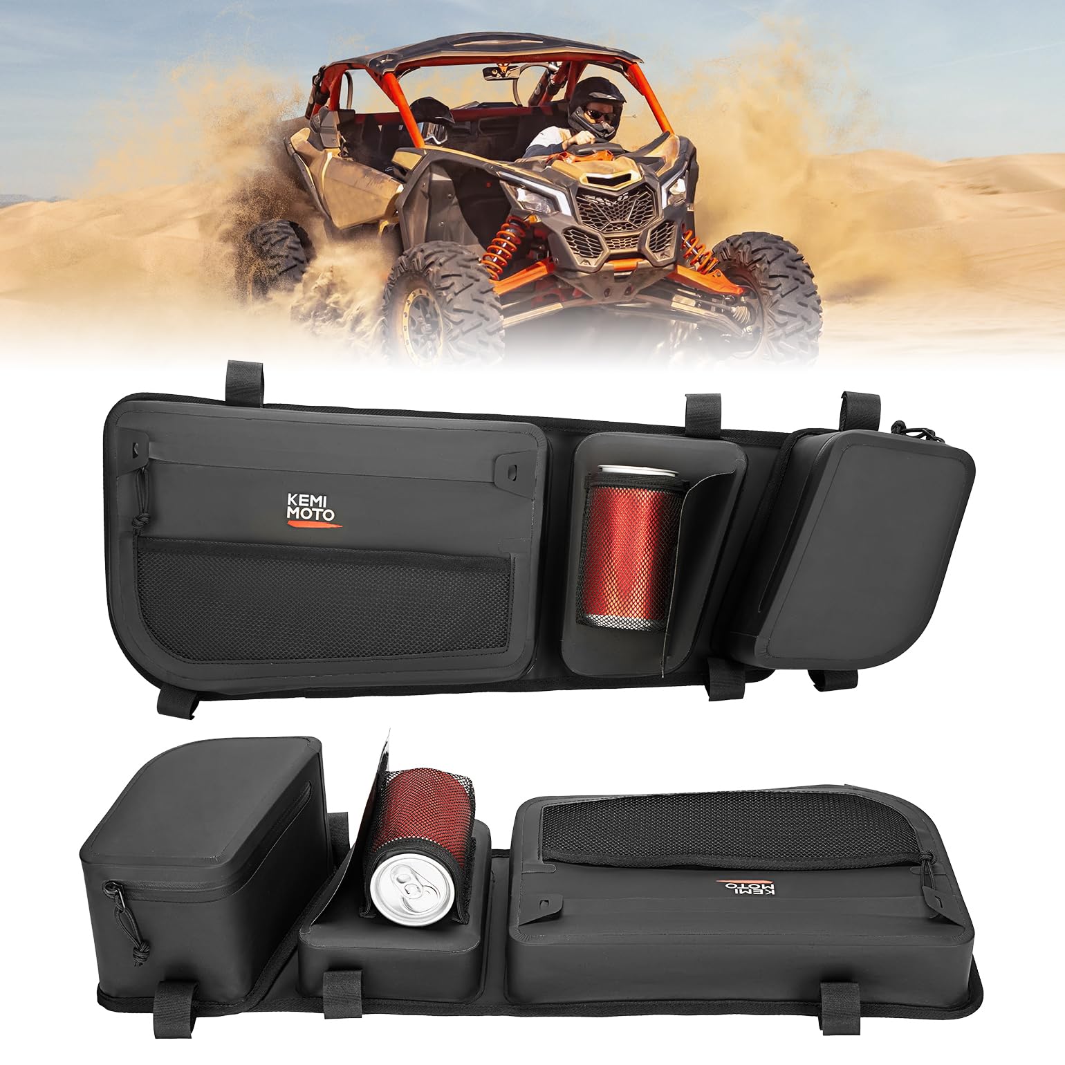 Storage Door Bags with Removable Knee Pad for Can Am Maverick X3