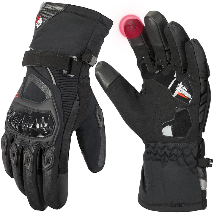 Winter Motorcycle Gloves, Rainproof Riding Gloves with Touchscreen - Kemimoto