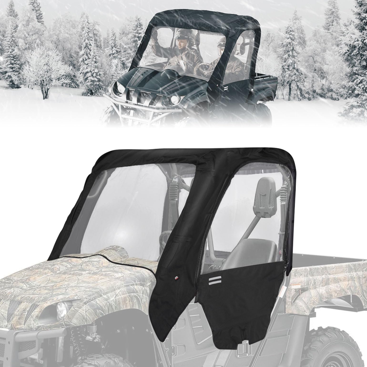 UTV Cab Enclosure Heavy-Duty 900D for Yamaha Rhino with Half Doors