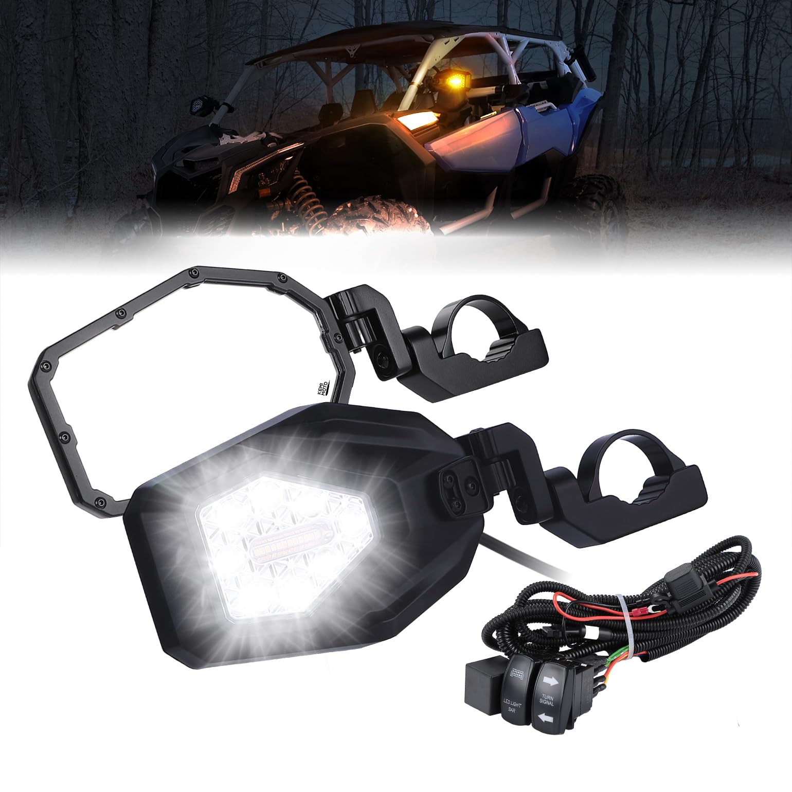 UTV Side Mirrors with LED Turn Signal Lights for 1.6