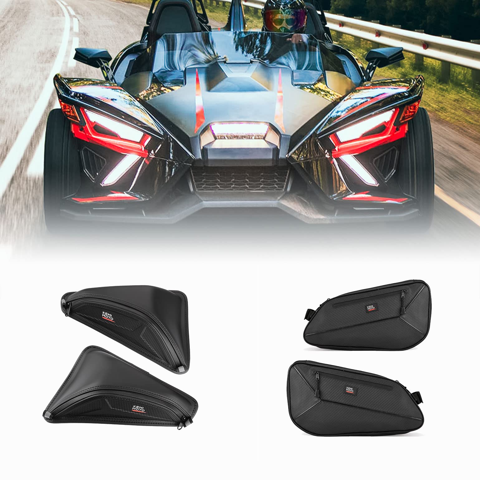 Side Storage Bags & 2pcs Dashboard Bags Fit Polaris Slingshot SL S LE SLR GT - Kemimoto