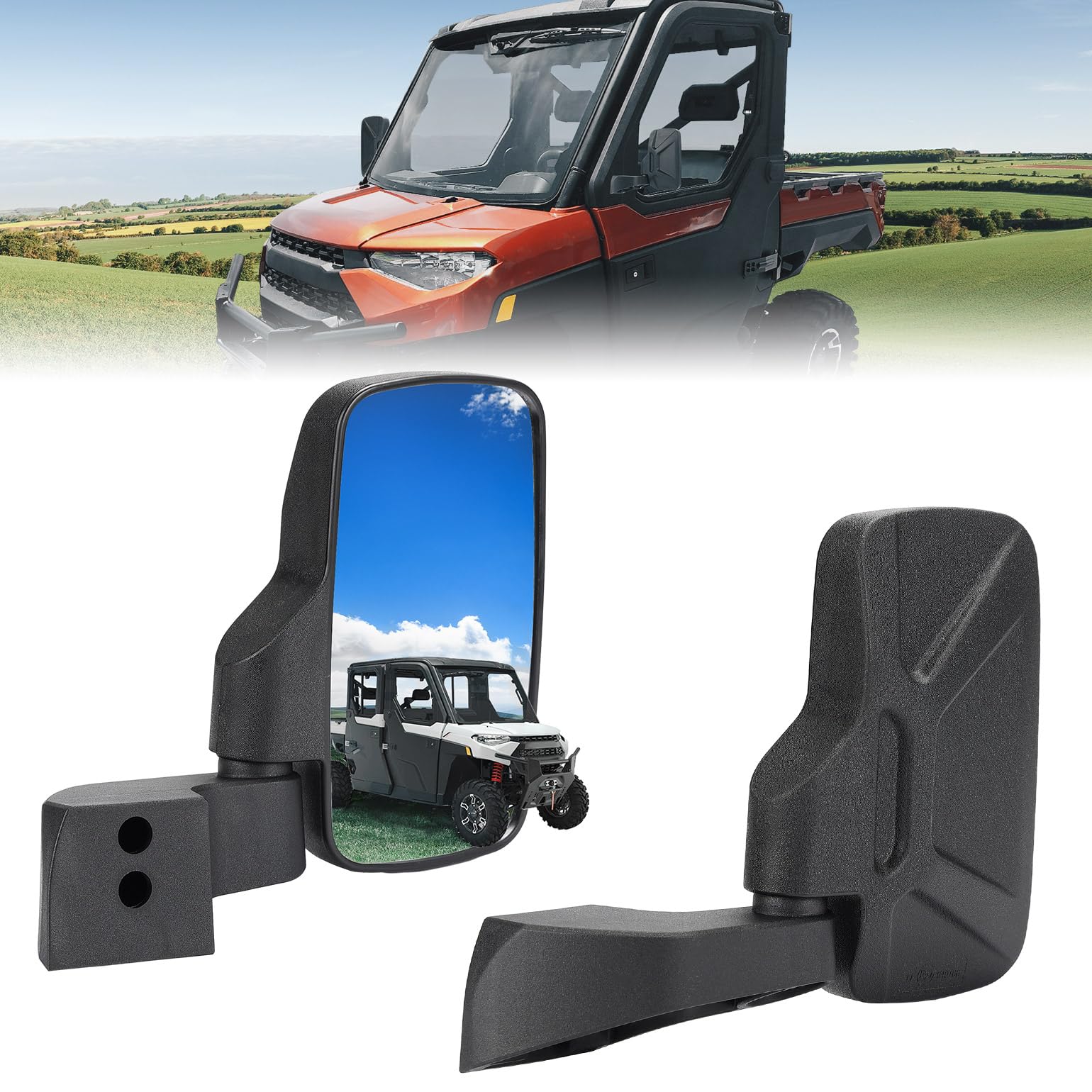 Door Mounted Side View Mirrors for Polaris Ranger/ Commercial Pro XD