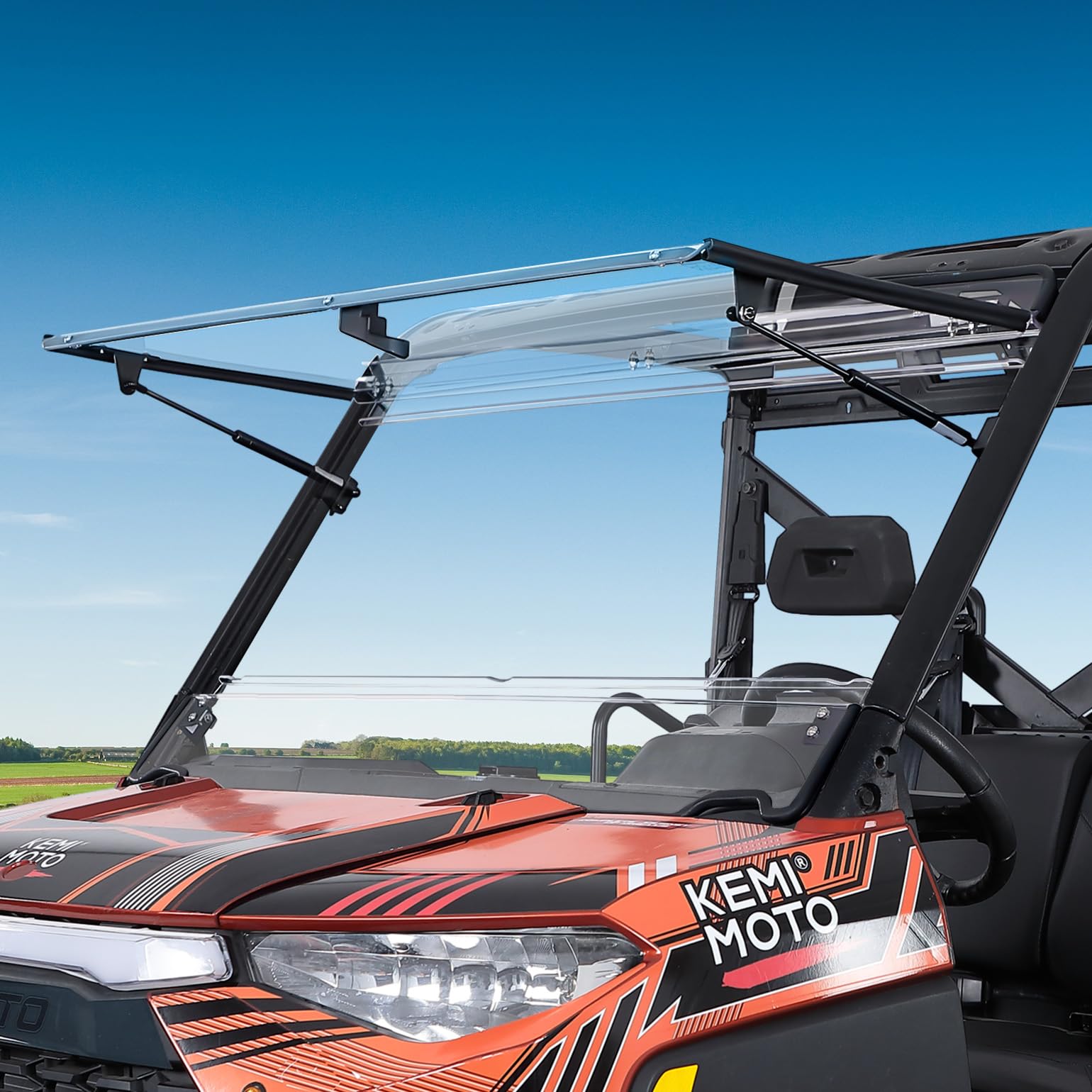 2-IN-1 Flip Windshield for Polaris Ranger XP 900/1000/ Crew XP 1000/ Diesel - Kemimoto