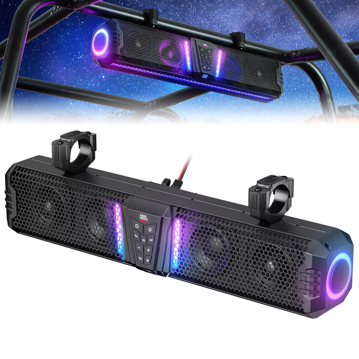 KEMIMOTO Midnight 26" UTV Bluetooth Sound Bar with Music Sync & Multicolor LED Lights - Kemimoto