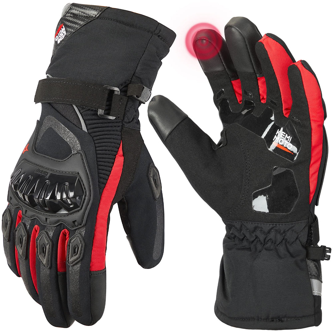 Winter Motorcycle Gloves, Rainproof Riding Gloves with Touchscreen - Kemimoto