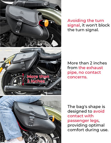 28L Double Strap Saddlebags with Lock Fit Sportster - Kemimoto