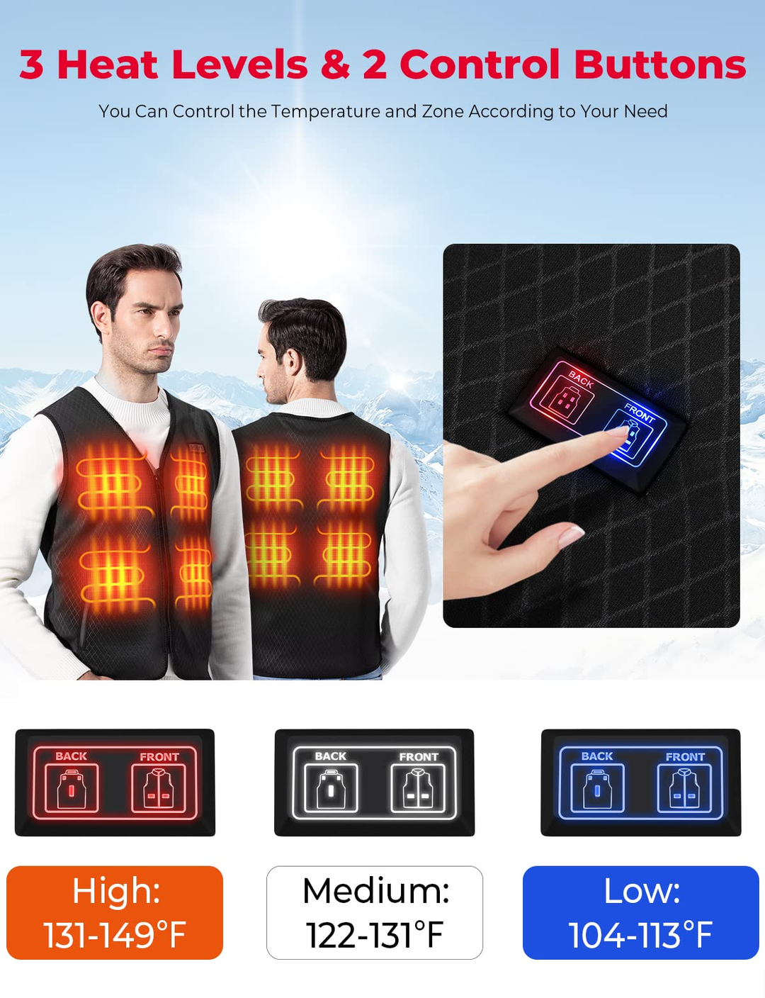 Winter Heated Vest & 7.4V Heated Gloves & Unisex Heated Socks - Kemimoto