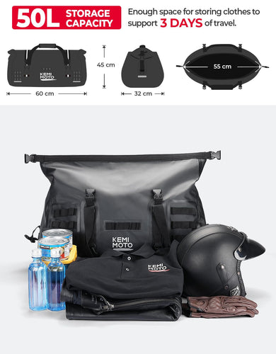 50L Waterproof Motorcycle Tail Bag