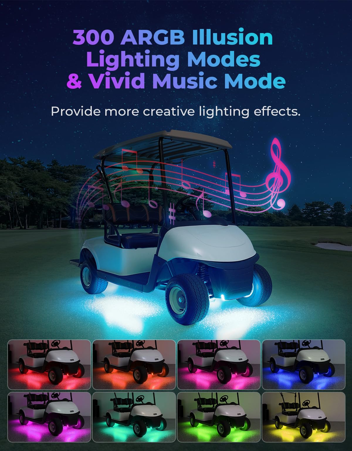 4PCS Golf Cart Underglow LED Light Strip Kit - Kemimoto