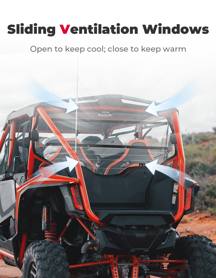 UTV Rear Windshield Sliding Vented Back Window for Talon 1000X-4 - Kemimoto