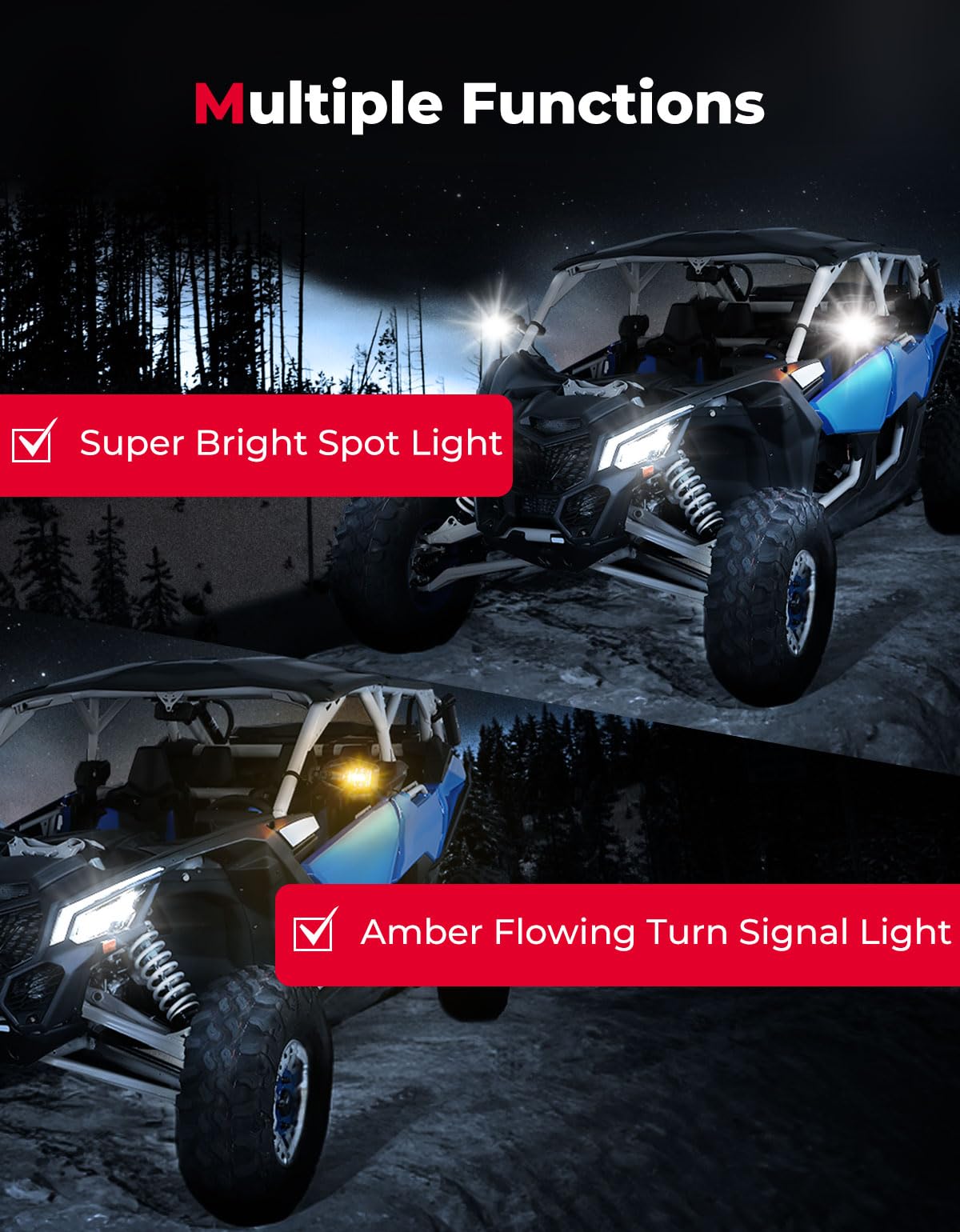 UTV Side Mirrors with LED Turn Signal Lights for 1.6