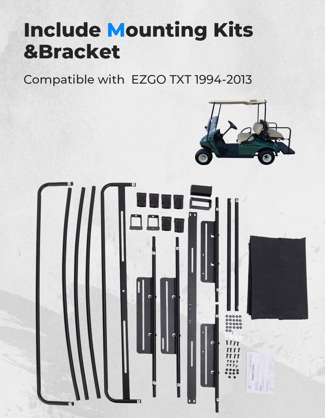 Canvas Golf Cart Sun Top for EZGO TXT 1994-2013