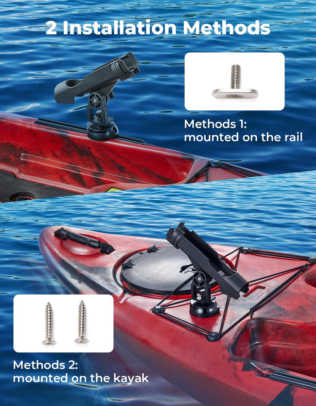 Boat Fishing Rods Mount Holder 360 Degree Rotating Fishing Rod Clamp Stand  Bracket 
