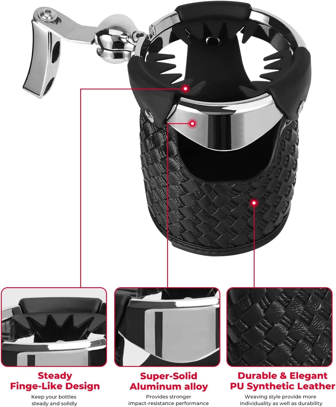 Synthetic Leather Motorcycle Cup Holder - Kemimoto