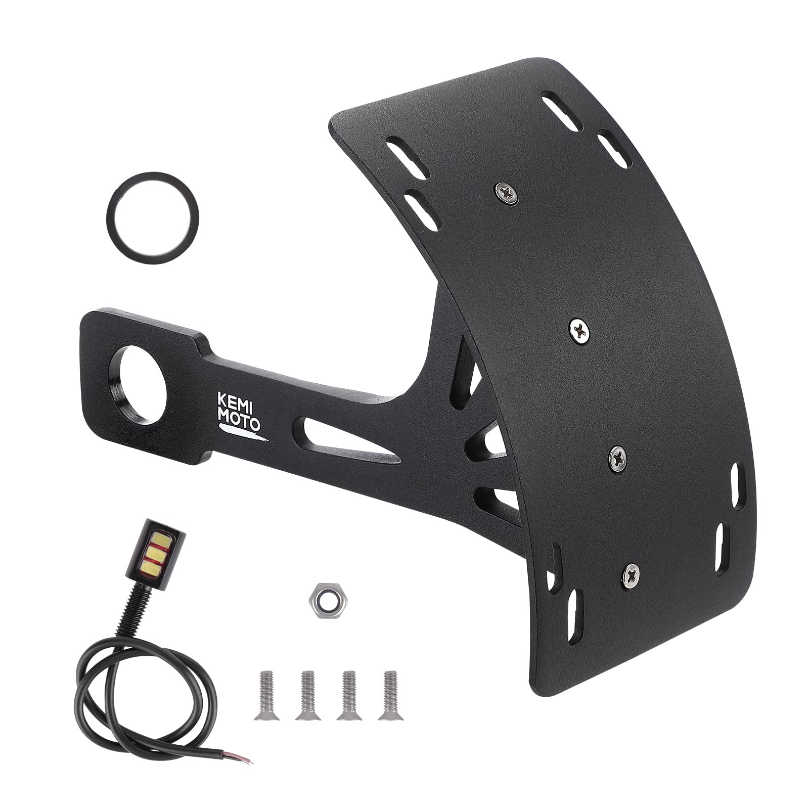 Motorcycle License Plate Bracket Universal Black - Kemimoto