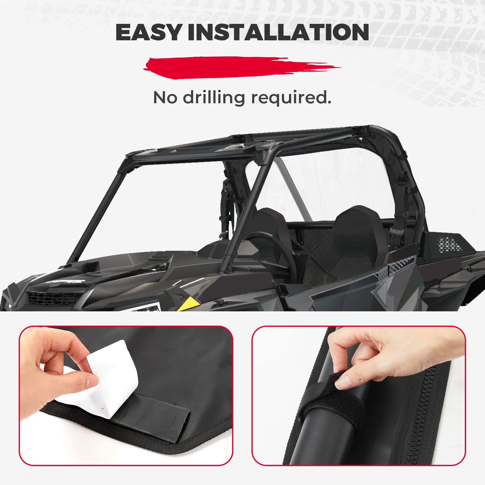 Clear Full Rear Windshield Compatible with Polaris RZR XP - Kemimoto