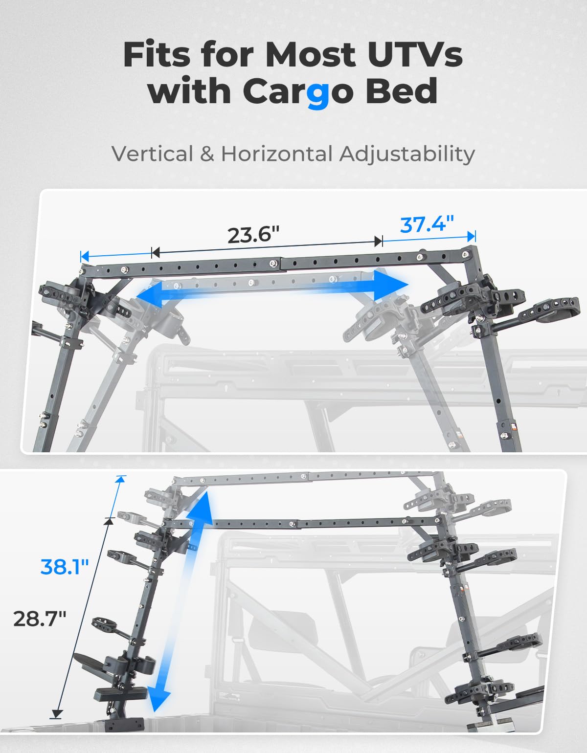 UTV Double Crossbow Rack for Polaris Ranger General Pioneer - Kemimoto