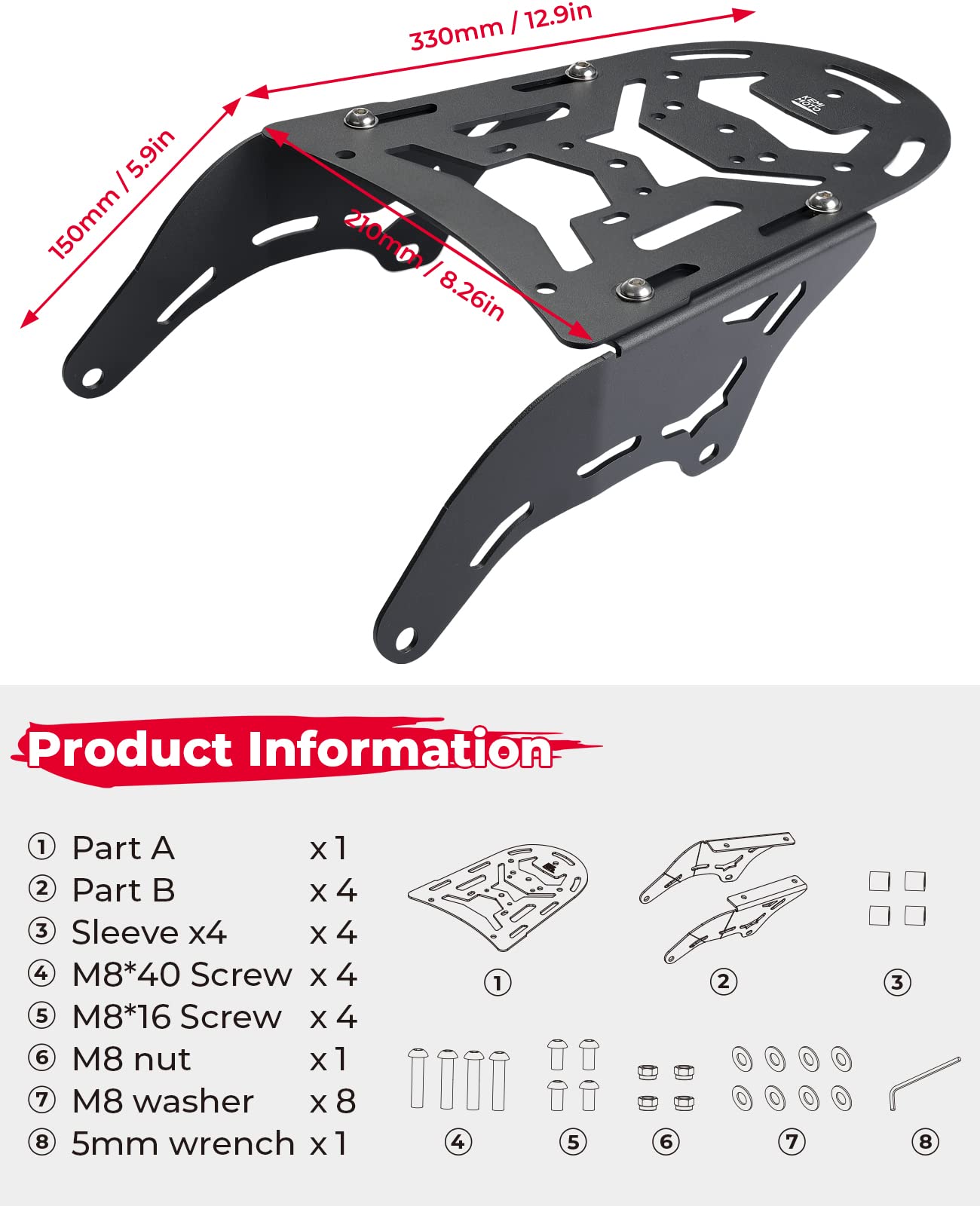 Rear Rack for KLX230 2019-2023 - Kemimoto