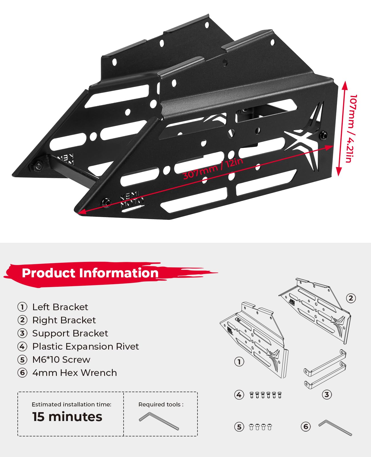 Motorcycle Side Racks Saddlebag Support Racks for Sur-Ron Light Bee - Kemimoto