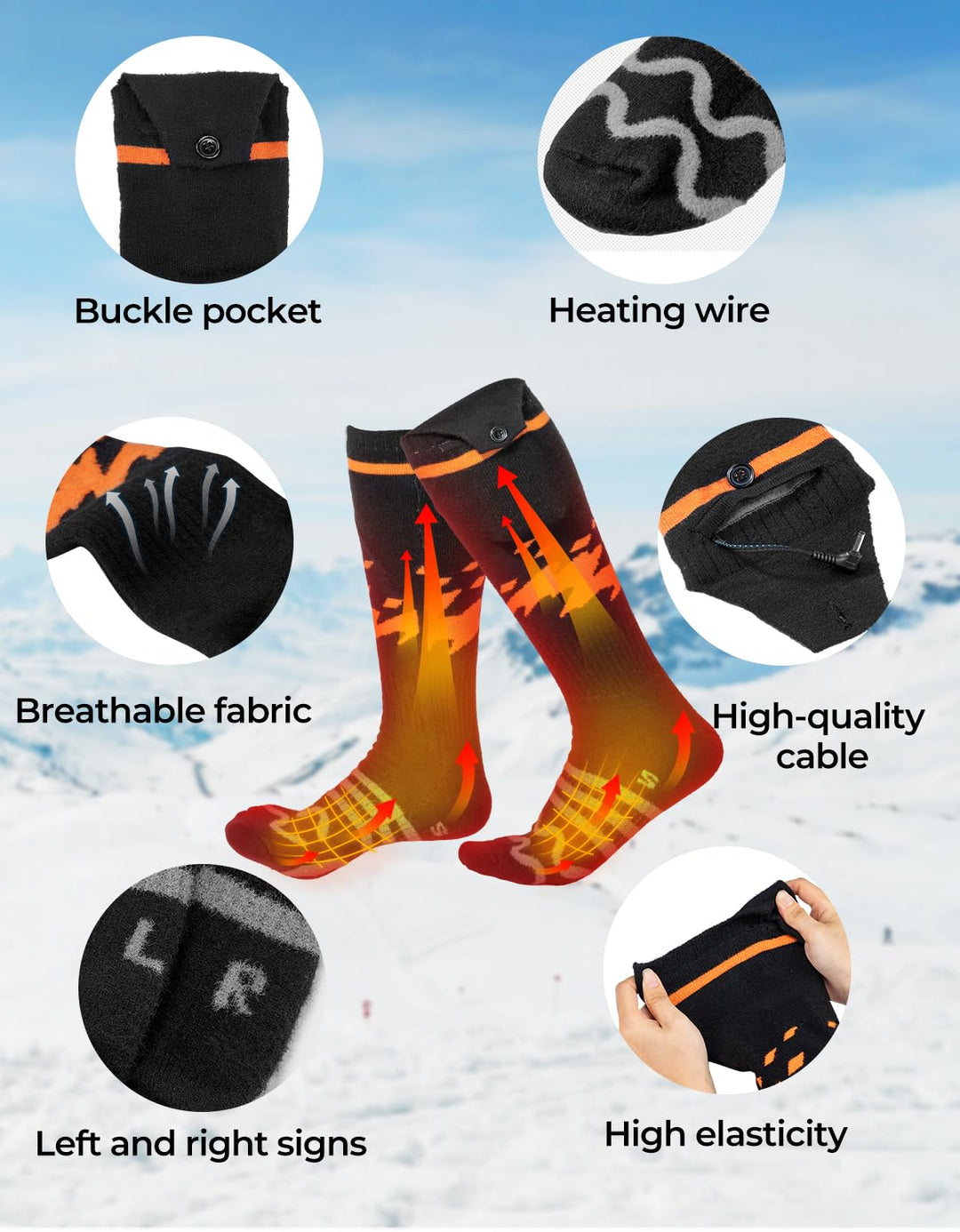 Heated Hoodie & Snowmobile Heated Gloves & Unisex Heated Socks - Kemimoto