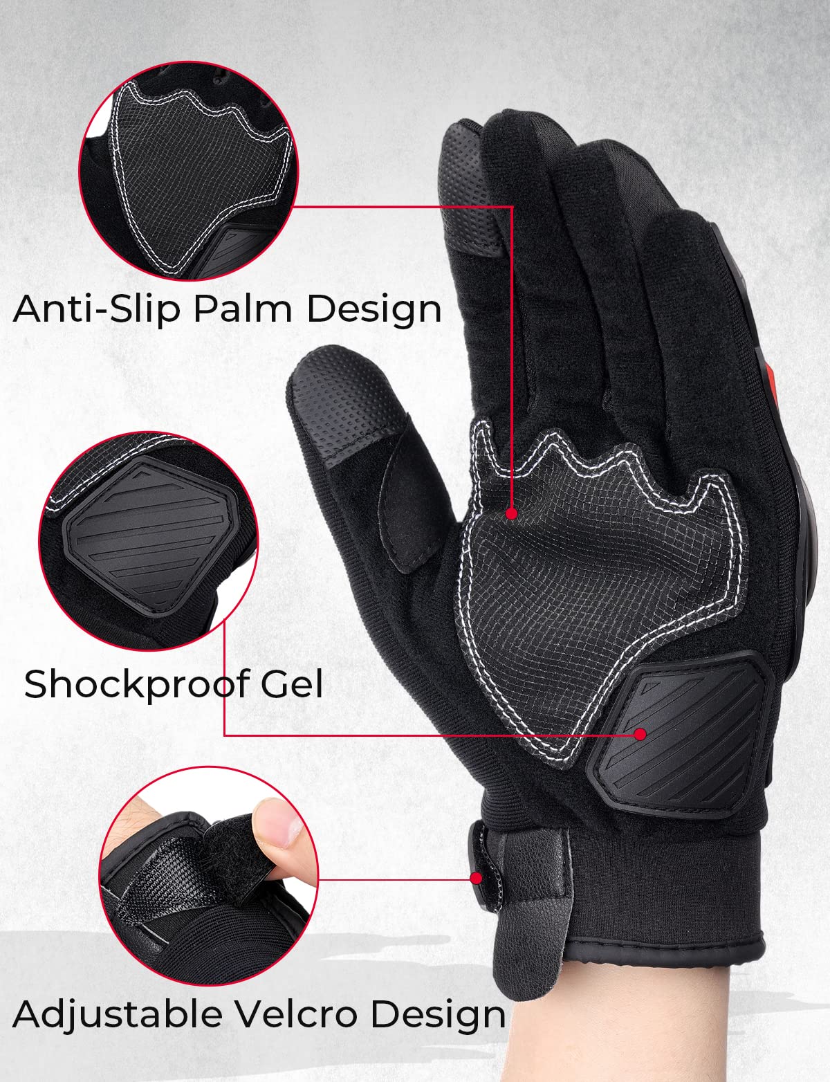Motorcycle Touchscreen Riding Gloves with Hard Knuckle – Kemimoto