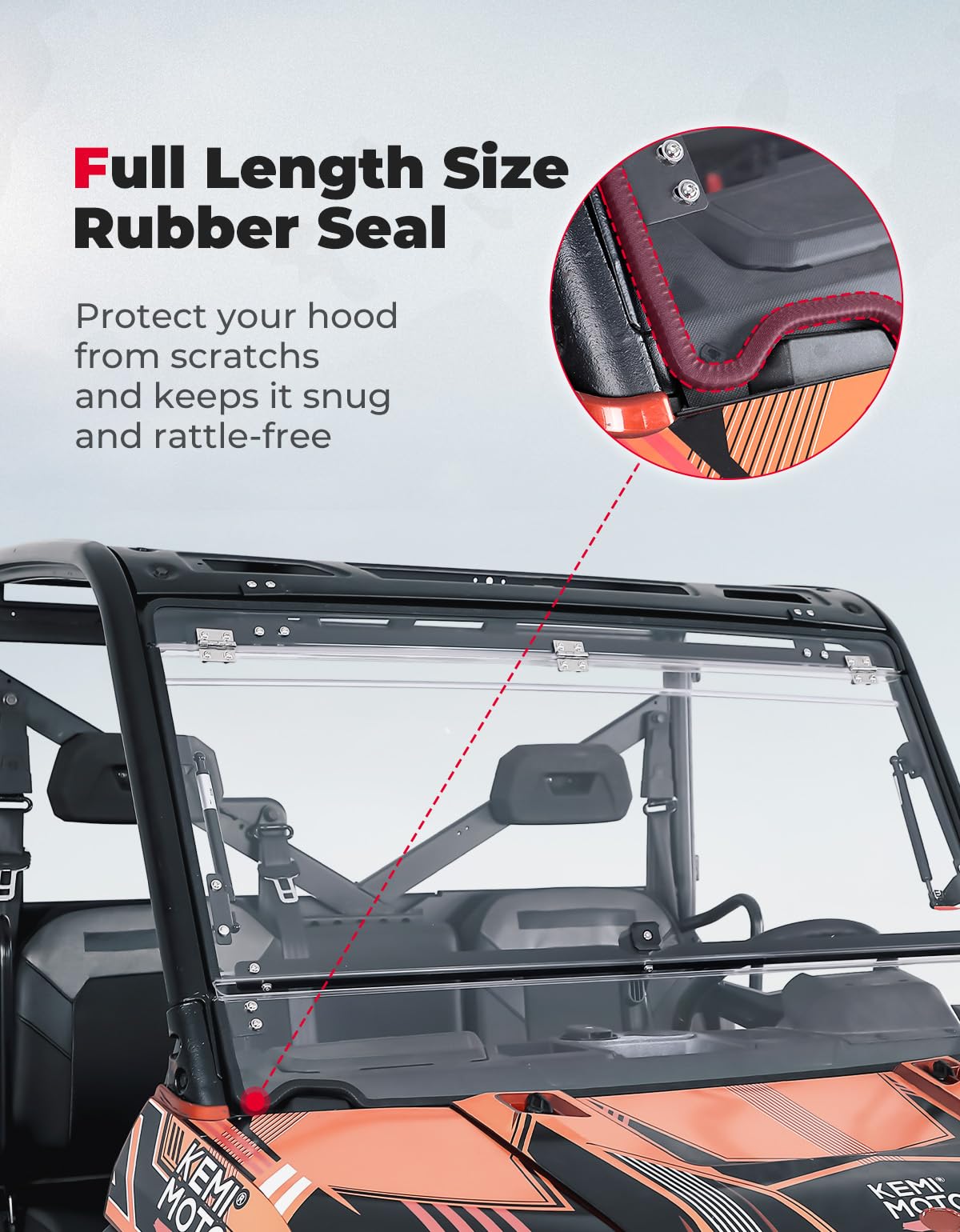 2-IN-1 Flip Windshield for Polaris Ranger XP 900/1000/ Crew XP 1000/ Diesel - Kemimoto