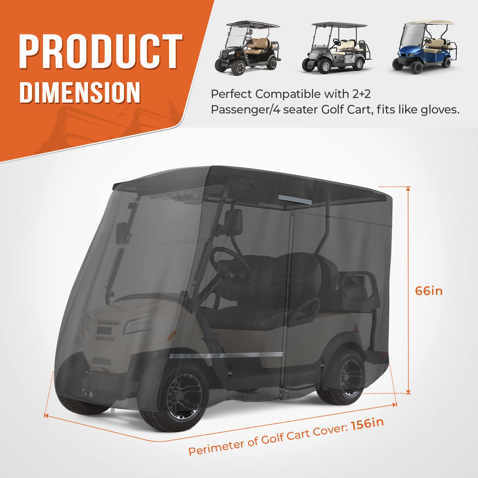 Golf Cart Cover 2 Passenger/ 4 Passenger for EZGO/ Club Car/ Drive/ ICON