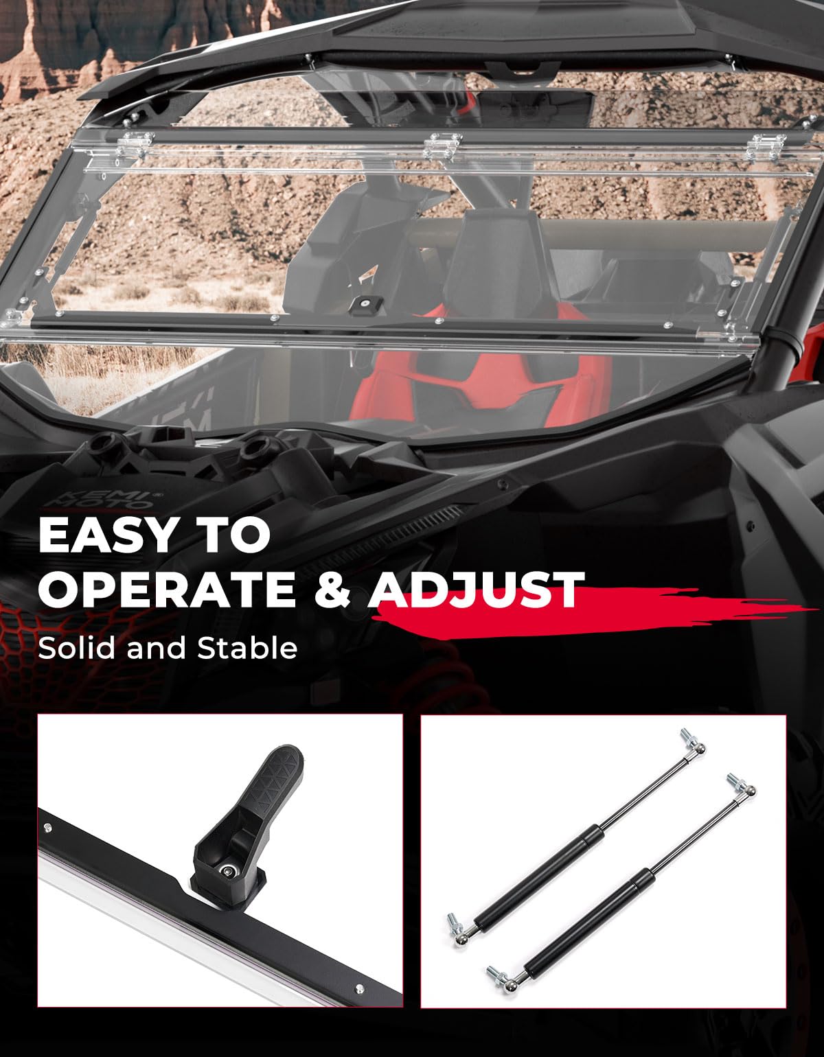 Upgraded Flip Windshield for Can Am Maverick X3/ X3 Max - Kemimoto