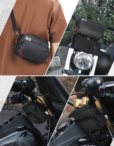 Motorcycle Handlebar Bag with Waterproof Cover