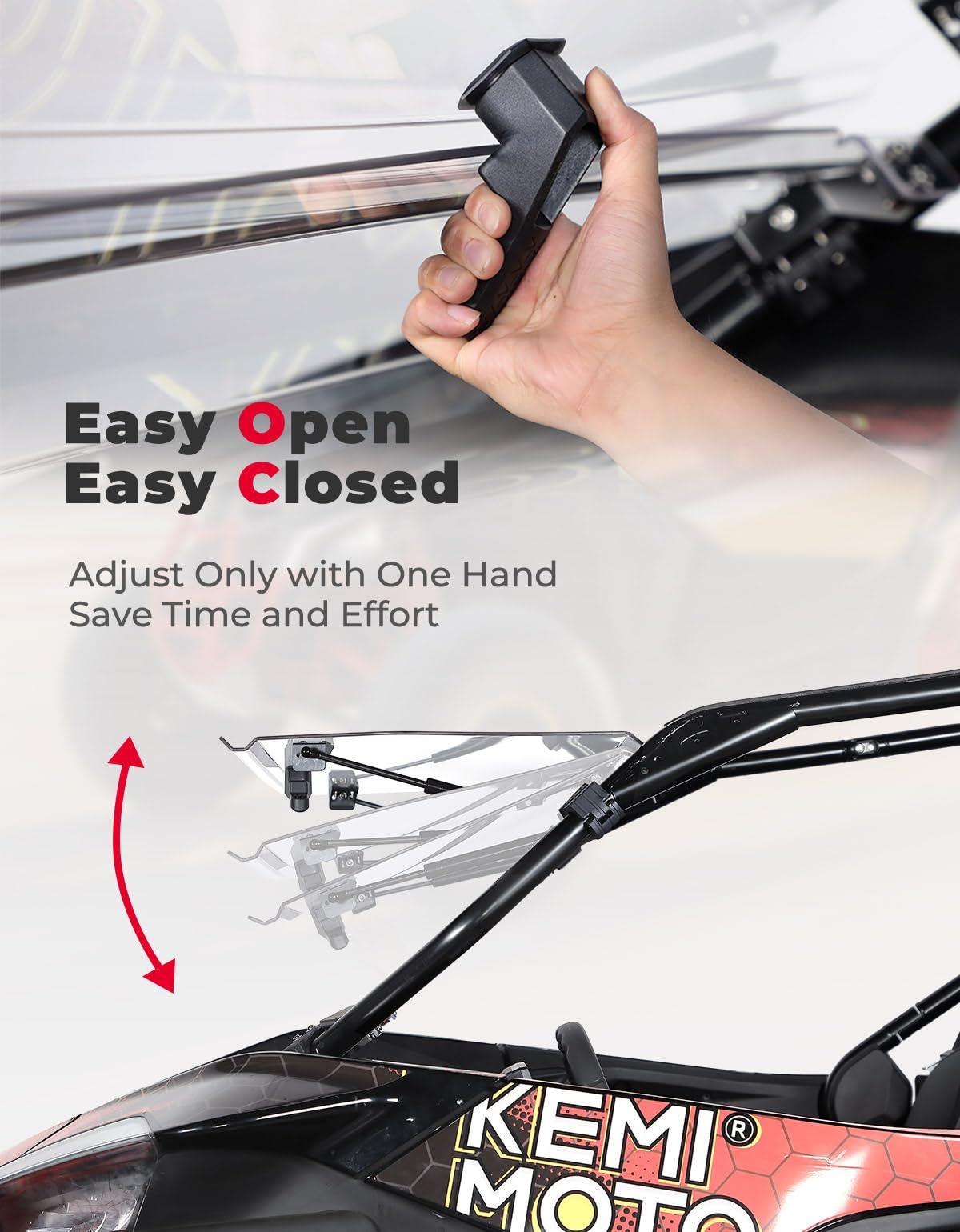 3-in-1 Folding Half Flip Windshield For 2020+ CFMOTO ZForce 950 - Kemimoto