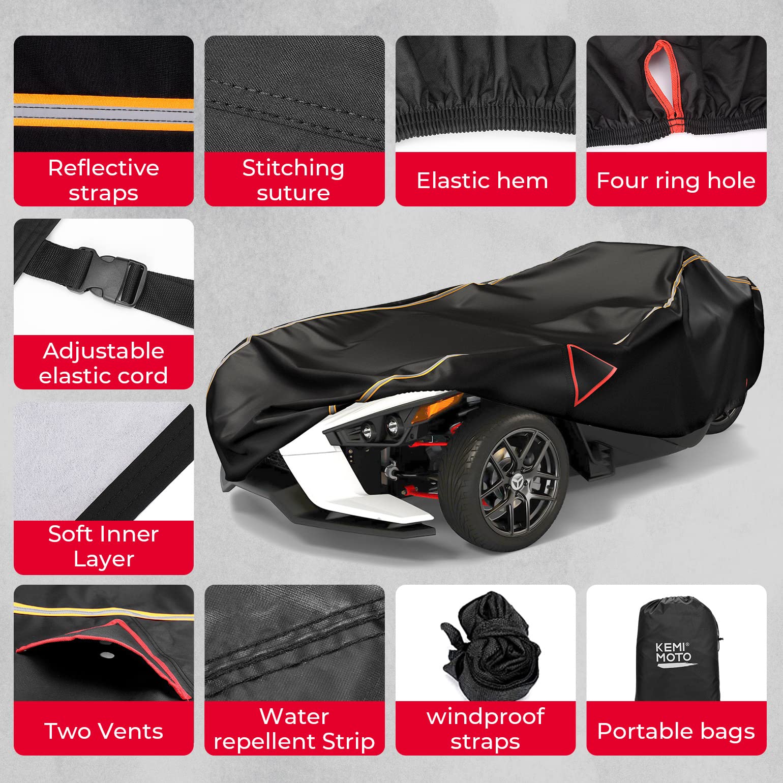 Full Cover & Center Console Bag Fit Polaris Slingshot SL S LE SLR GT - Kemimoto