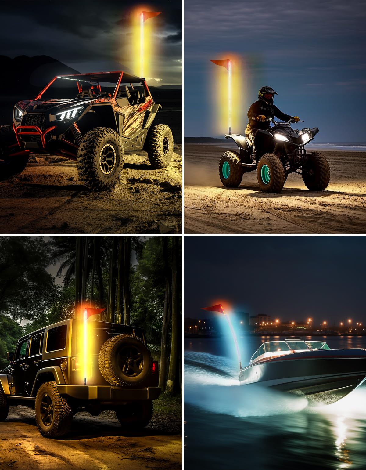 LED Whip Lights for ATV/UTV/RZR (5FT & RGB - 1PC) - Kemimoto