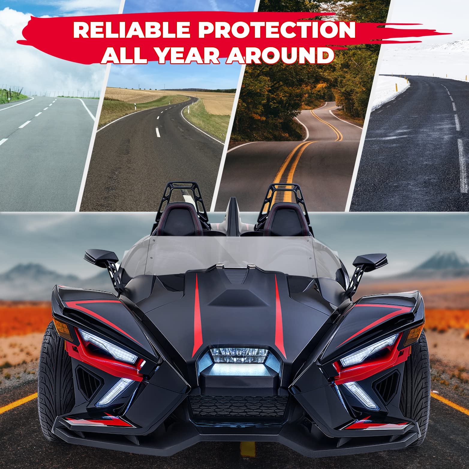 Windshield Wind Deflector & Side Storage Bags Fit Polaris Slingshot - Kemimoto