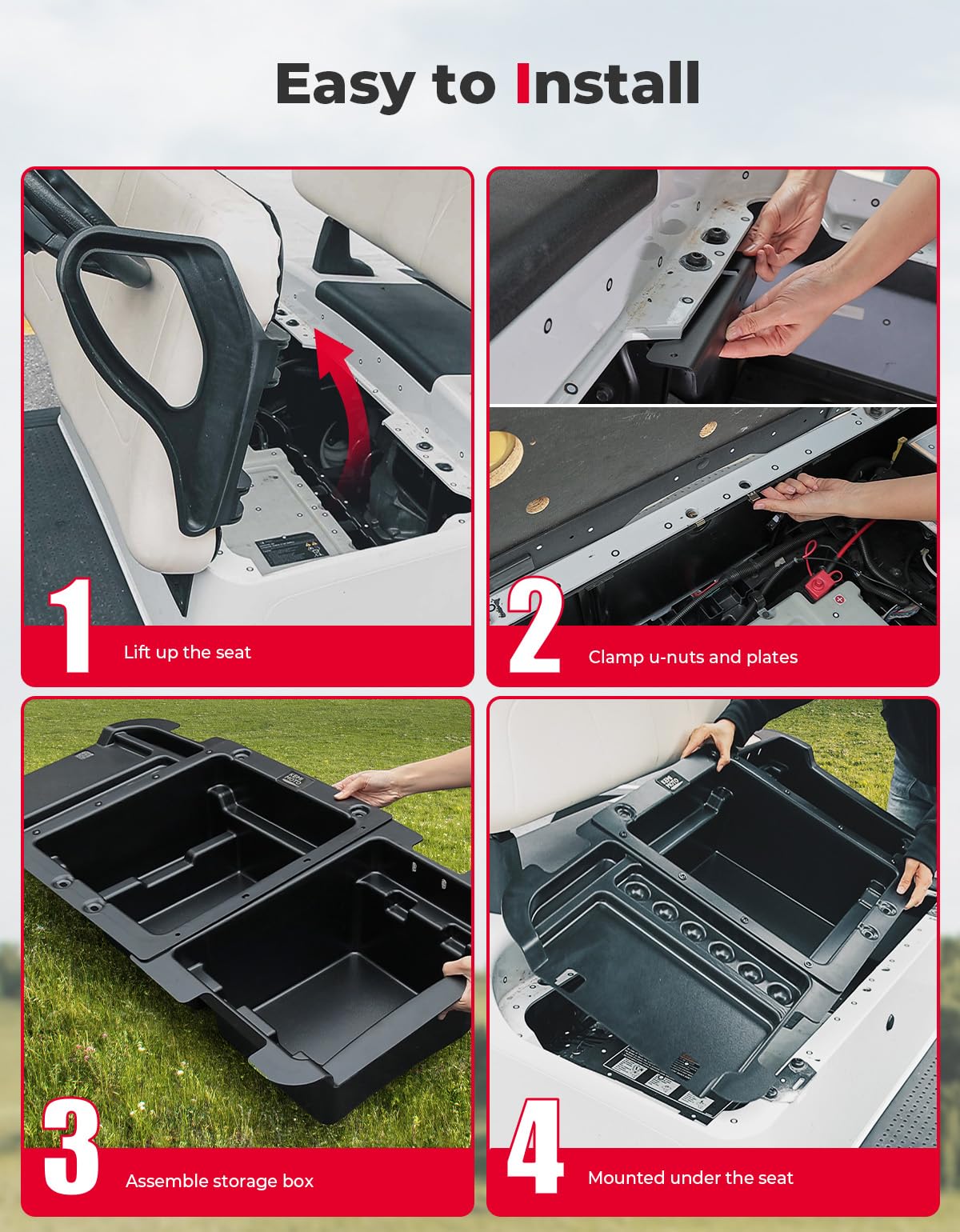 Under Seat Storage Box Upgrade for EZGO RXV Elite 2021-2023 - Kemimoto