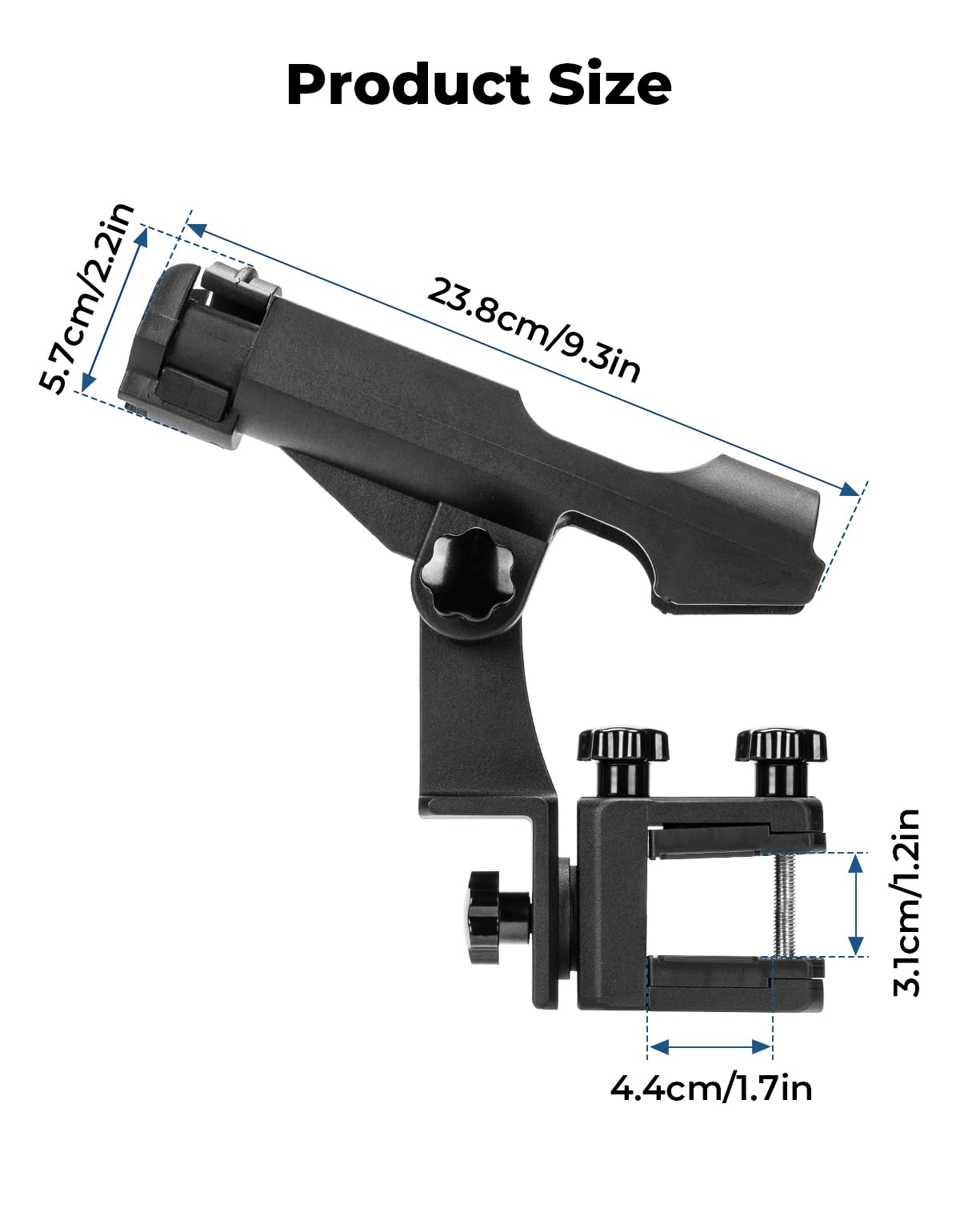 Boat Fishing Rod Holder for Boat Pole 1 in/1.7 in, 360 Degree Adjustab –  Kemimoto